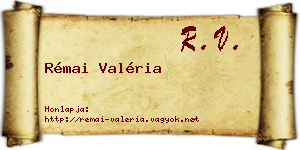 Rémai Valéria névjegykártya